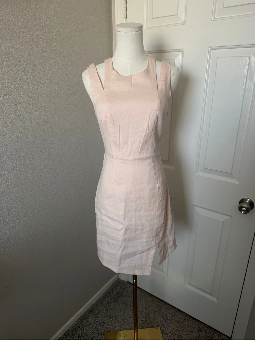 BCBGeneration Blush Pink Cutout-Shoulder Mini Dress with Front Slit - Picture 2 of 7